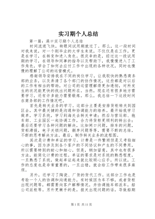 2024年实习期个人总结