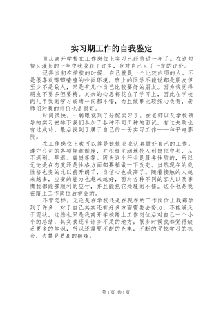 2024年实习期工作的自我鉴定