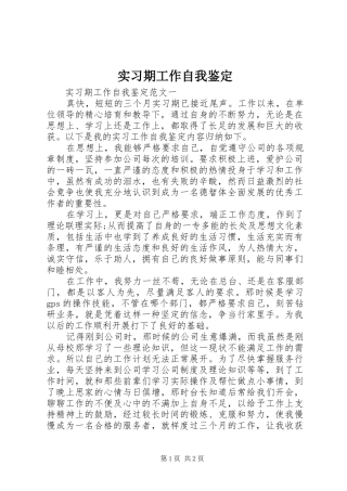 2024年实习期工作自我鉴定