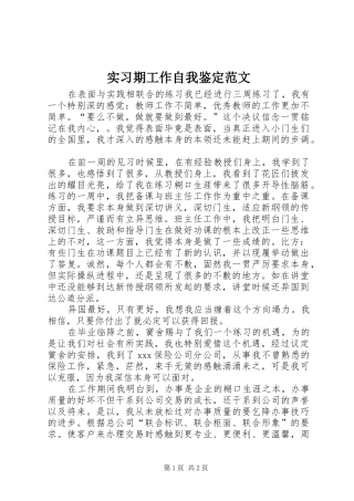 2024年实习期工作自我鉴定范文