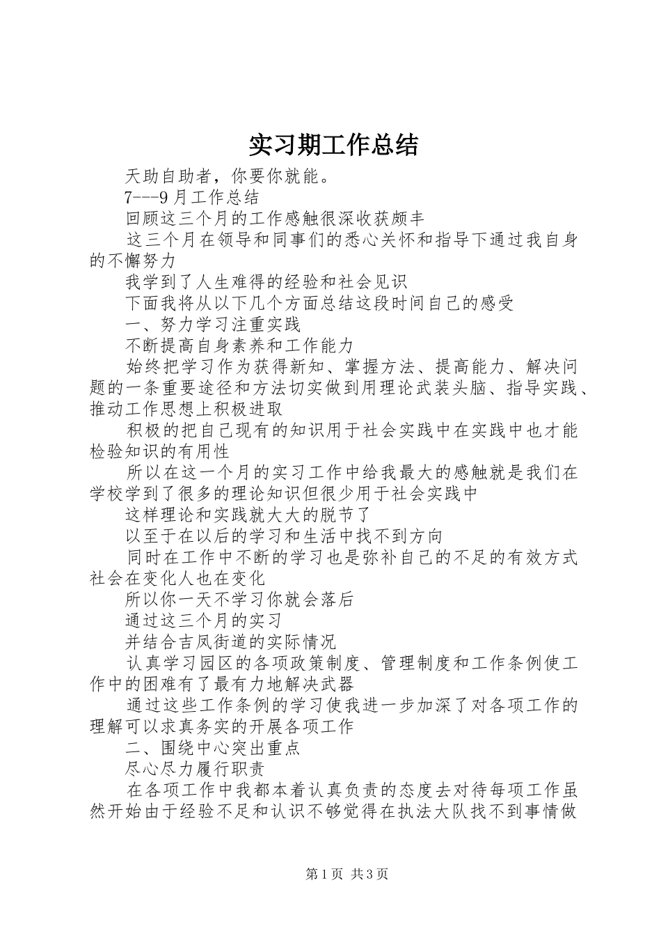 2024年实习期工作总结_第1页