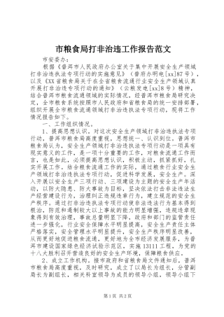 2024年市粮食局打非治违工作报告范文