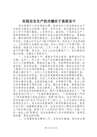 2024年实现安全生产的关键在于真抓实干