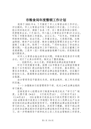 2024年市粮食局年度整顿工作计划