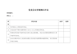 党委会议事规则自评表