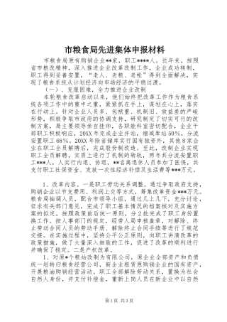 2024年市粮食局先进集体申报材料