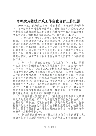 2024年市粮食局依法行政工作自查自评工作汇报