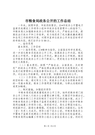 2024年市粮食局政务公开的工作总结