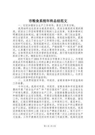 2024年市粮食系统年终总结范文