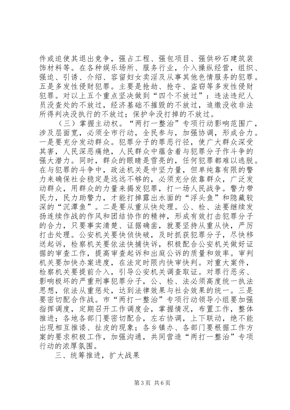 2024年市两打一整治专项行动领导致辞稿_第3页