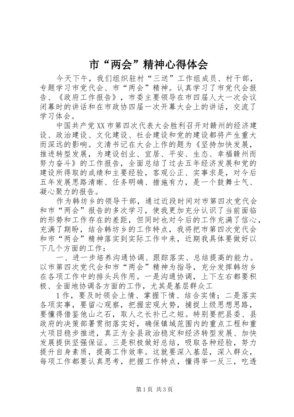 2024年市两会精神心得体会_第1页
