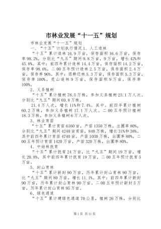 2024年市林业发展十一五规划