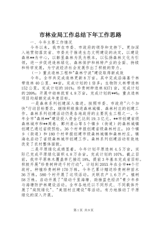 2024年市林业局工作总结下年工作思路