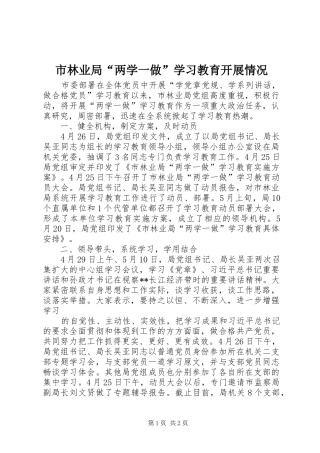 2024年市林业局两学一做学习教育开展情况