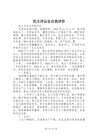 2024年民主评议会自我评价