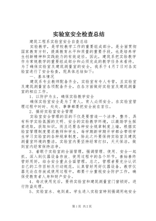 2024年实验室安全检查总结