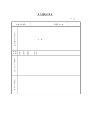 人员调动申请单