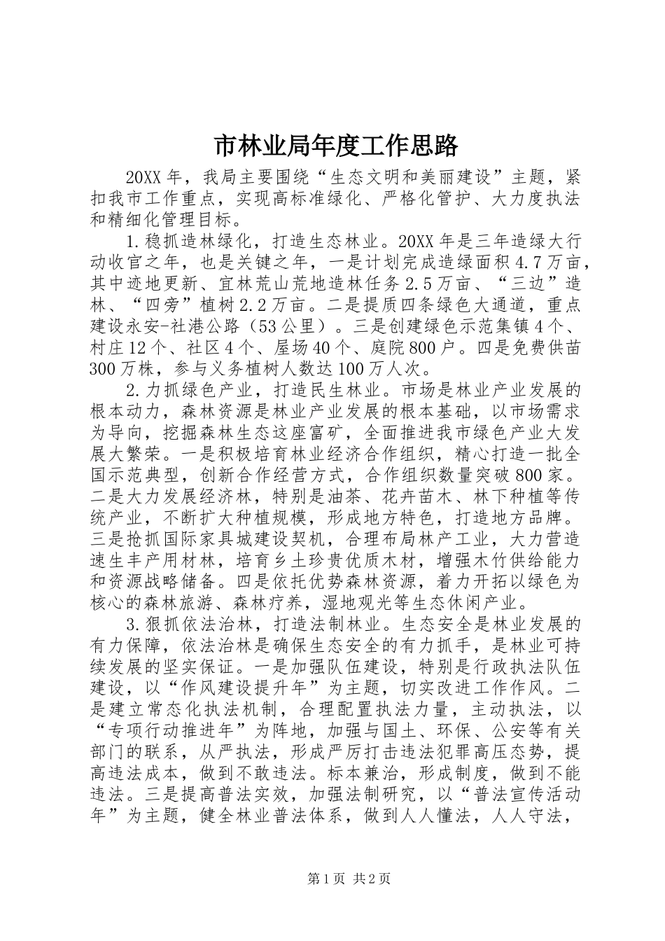 2024年市林业局年度工作思路_第1页