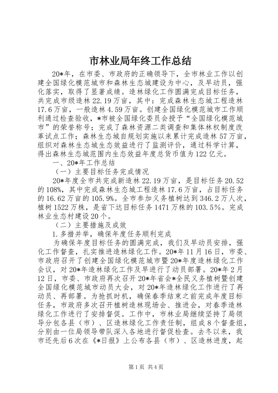 2024年市林业局年终工作总结_第1页