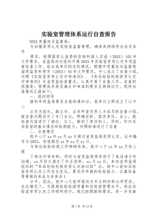 2024年实验室管理体系运行自查报告