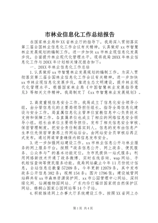 2024年市林业信息化工作总结报告