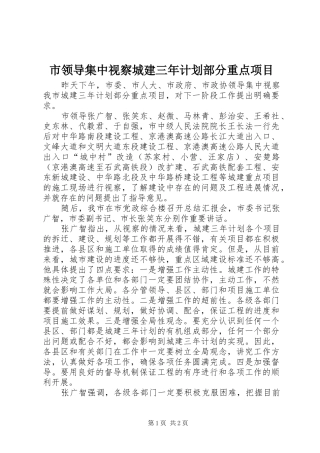 2024年市领导集中视察城建三年计划部分重点项目