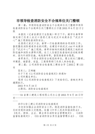 2024年市领导检查消防安全不合规单位关门整顿