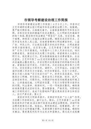 2024年市领导考察建设治理工作简报