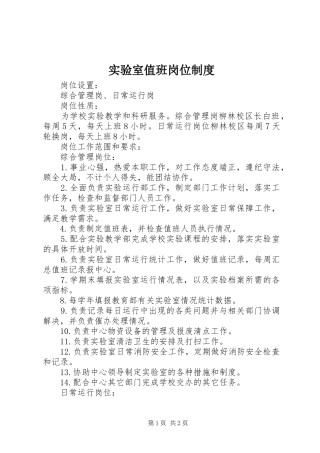 2024年实验室值班岗位制度