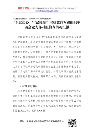 党支部对照检查情况汇报(0001)