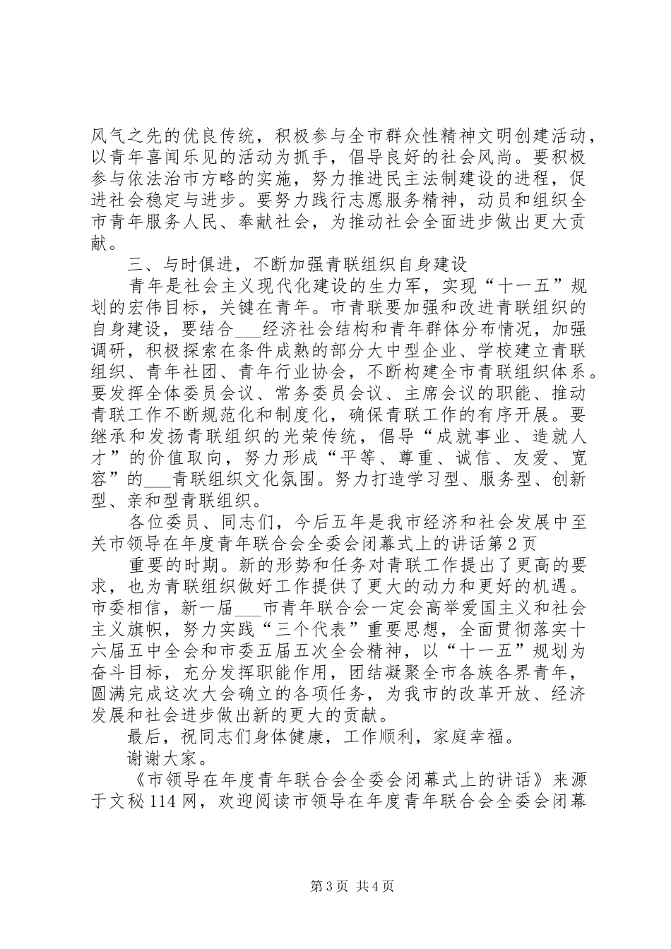 2024年市领导在年度青年联合会全委会闭幕式上的致辞_第3页