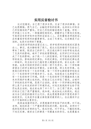 2024年实用反省检讨书