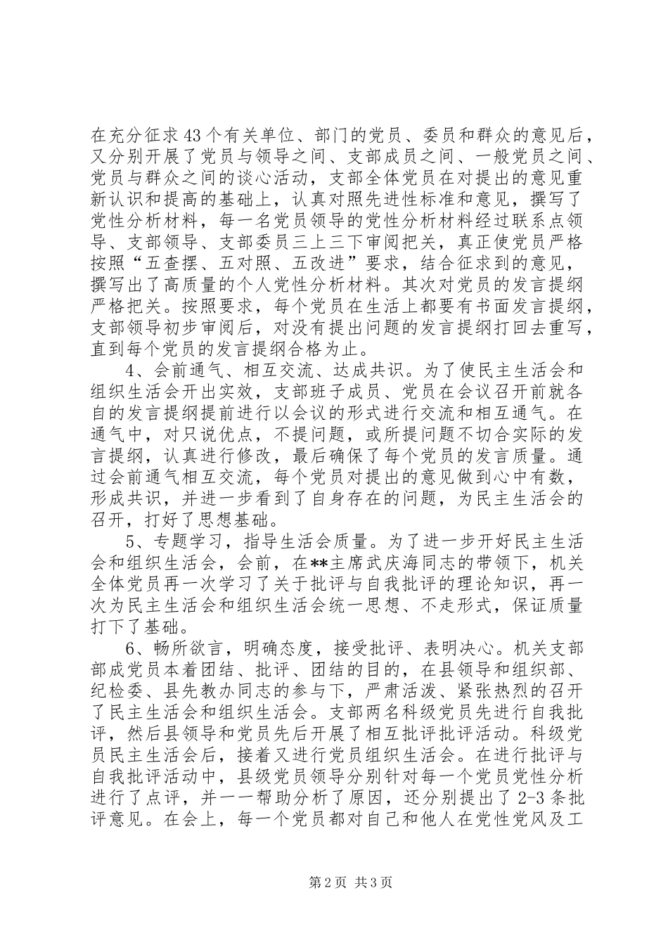 2024年民主生会情况小结_第2页