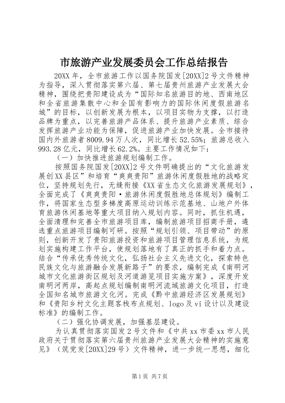 2024年市旅游产业发展委员会工作总结报告_第1页