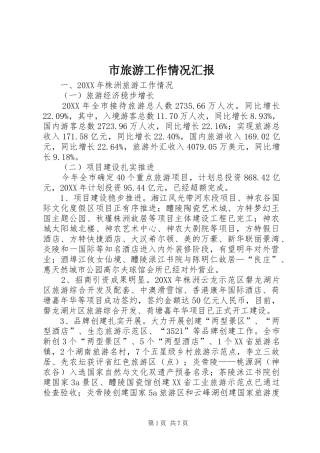 2024年市旅游工作情况汇报