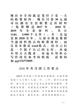 2020年共青团工作要点