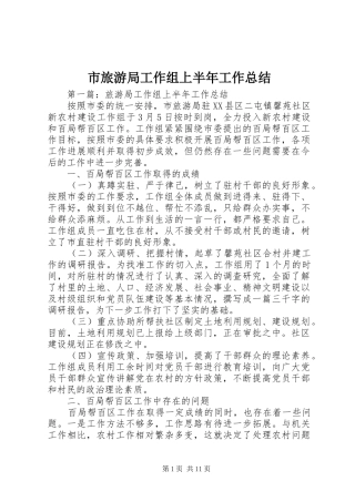 2024年市旅游局工作组上半年工作总结