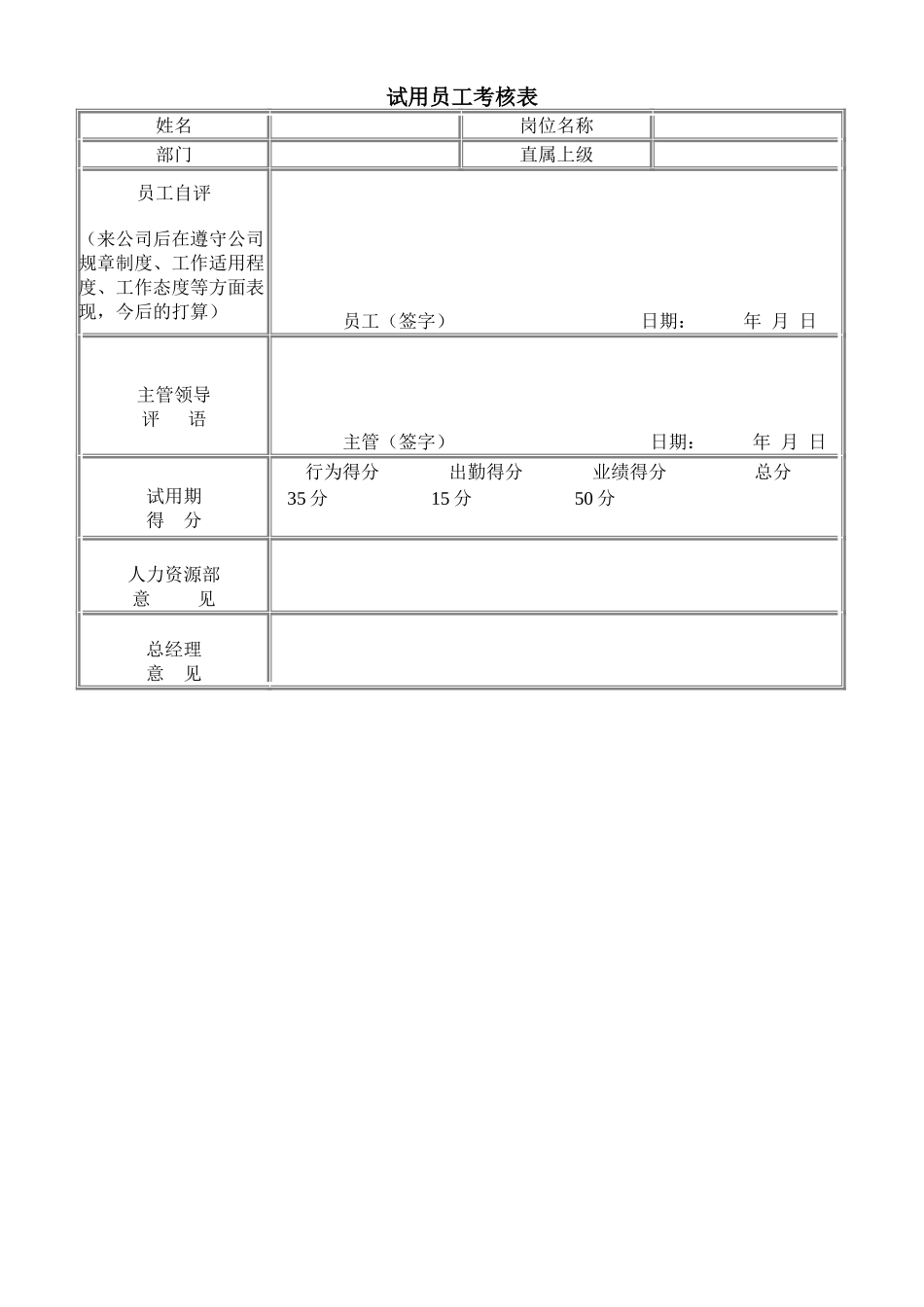 试用员工考核表_第1页