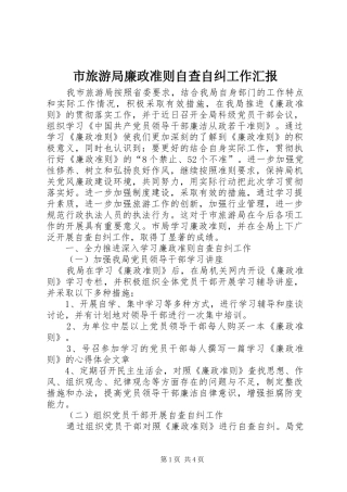 2024年市旅游局廉政准则自查自纠工作汇报