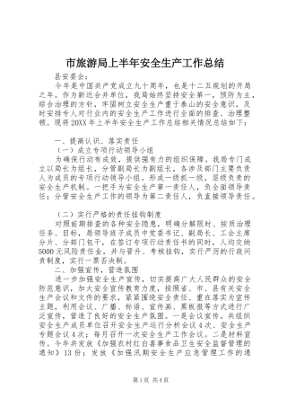 2024年市旅游局上半年安全生产工作总结