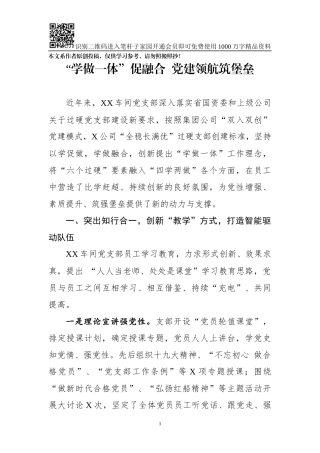 典型示范党支部经验材料