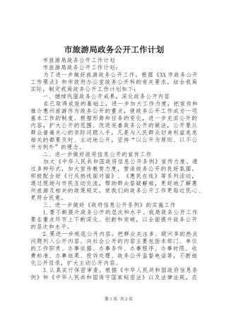 2024年市旅游局政务公开工作计划