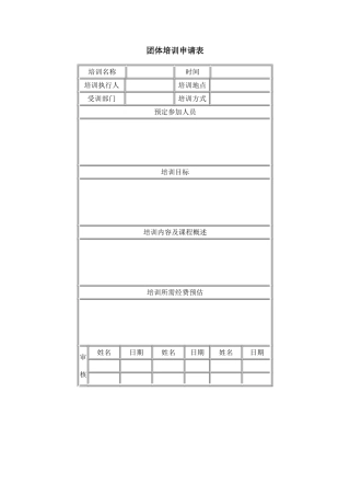 团体培训申请表