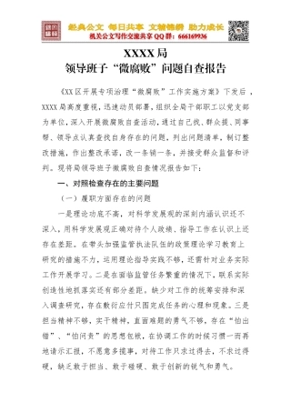 微腐败自查报告——党组班子