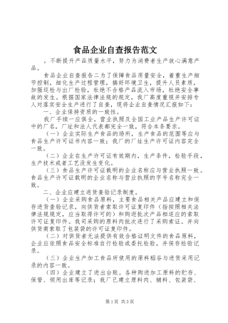 2024年食品企业自查报告范文