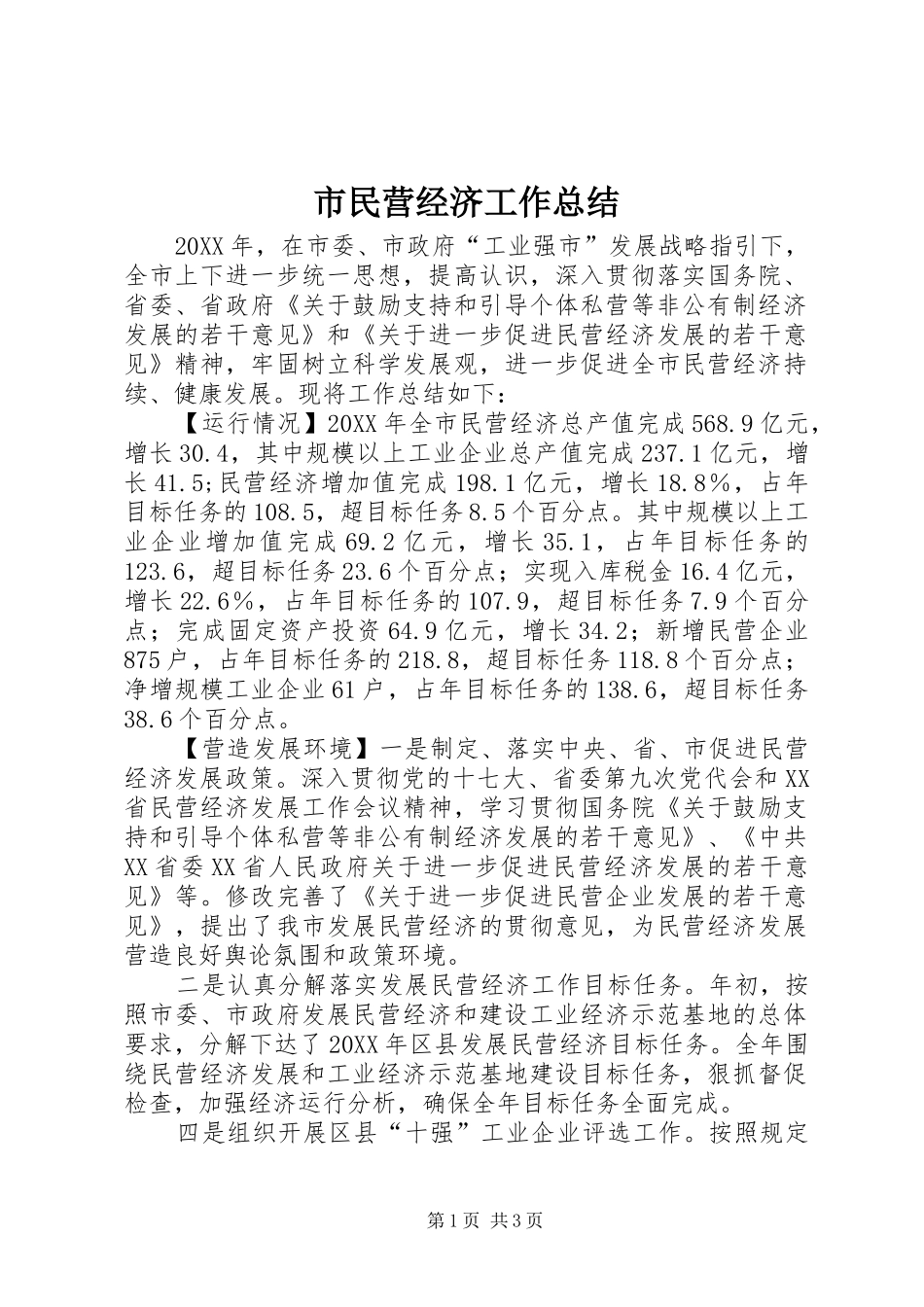 2024年市民营经济工作总结_第1页