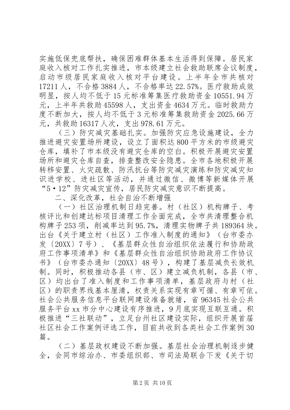 2024年市民政局半年工作总结和下半年工作思路_第2页