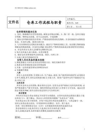 仓库出入库管理规定及流程图 15页