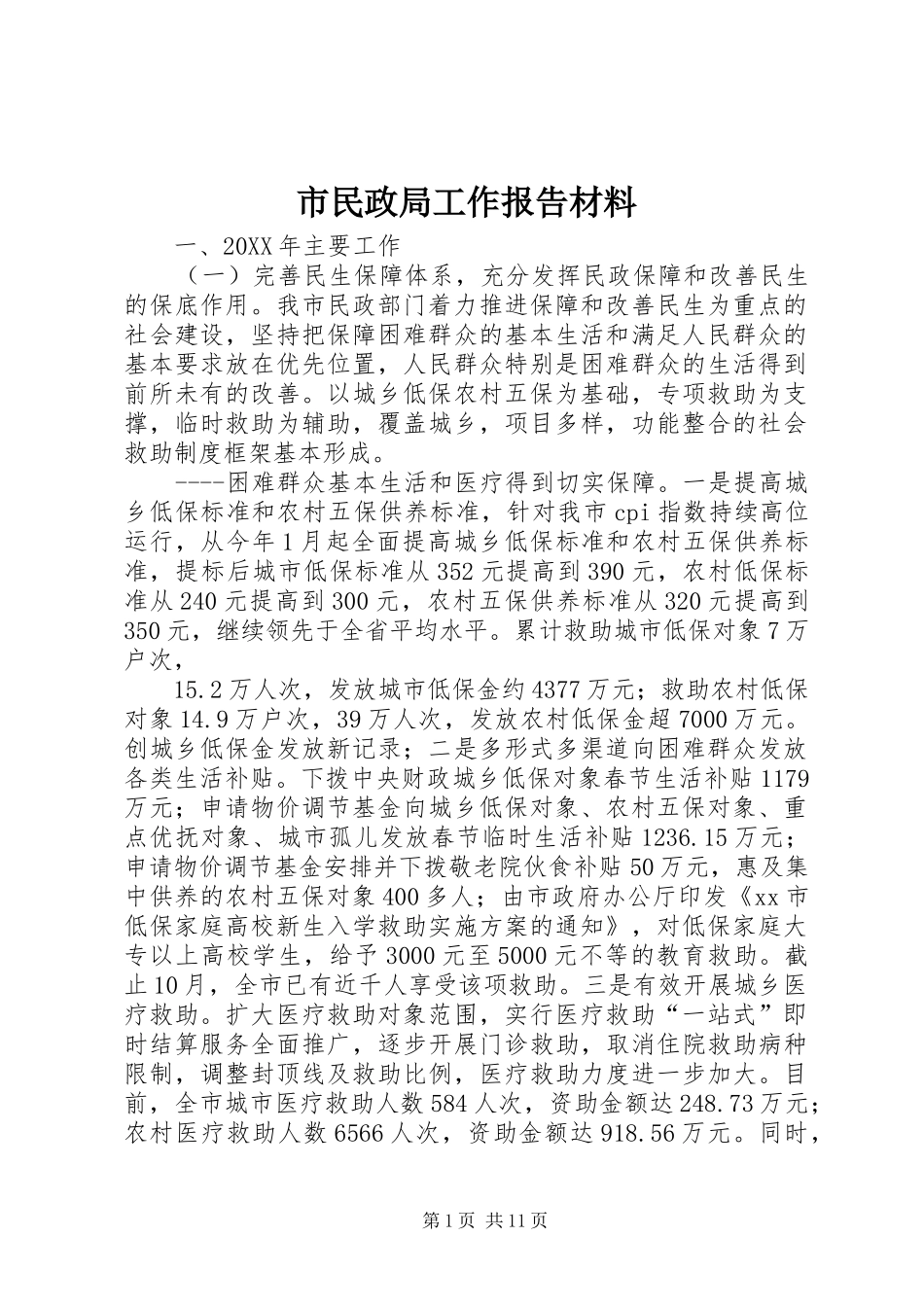 2024年市民政局工作报告材料_第1页