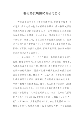 孵化器调研报告（化川主任）